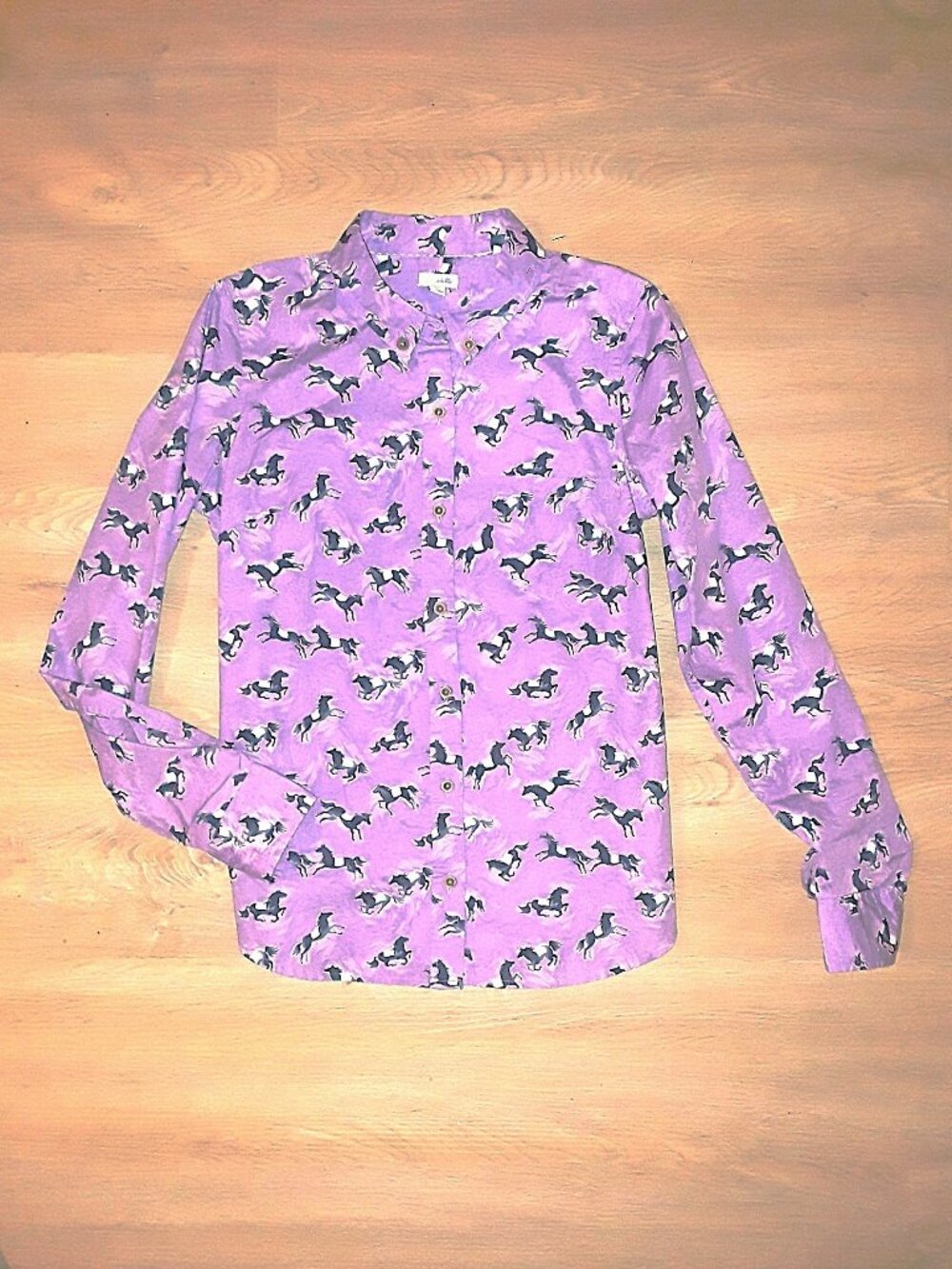 NEW Anthropologie "Odille" purple lavender wild horse western print shirt - Picture 5 of 5